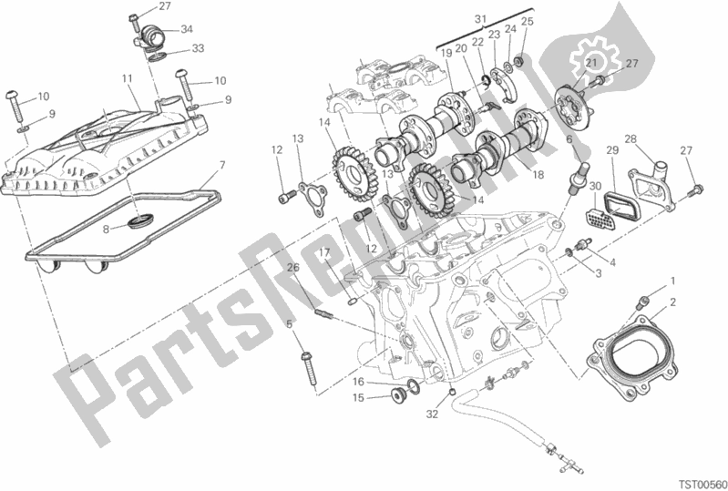 Alle onderdelen voor de Verticale Cilinderkop - Timing van de Ducati Superbike 959 Panigale ABS USA 2017